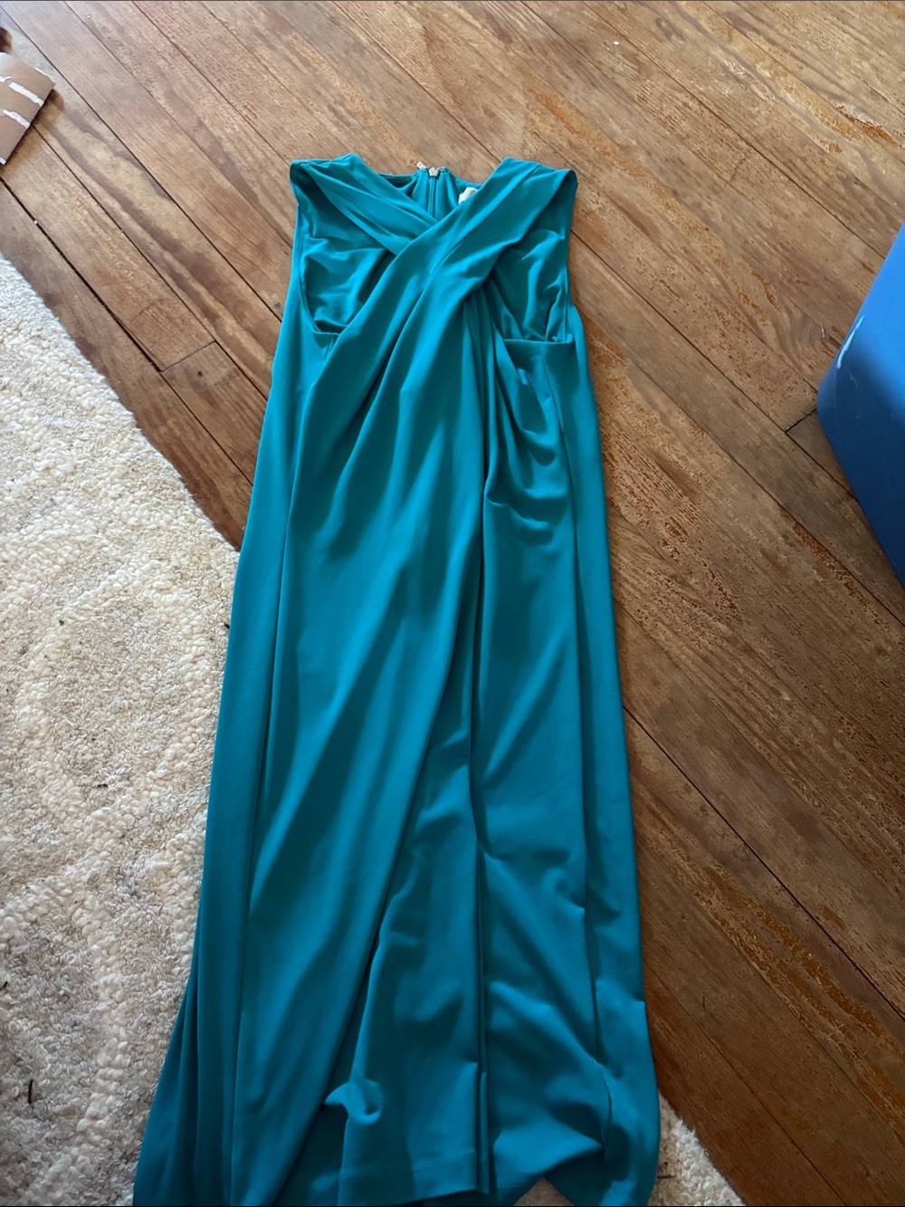 Michael Kors Teal Twist-Front Sleeveless Maxi Dress